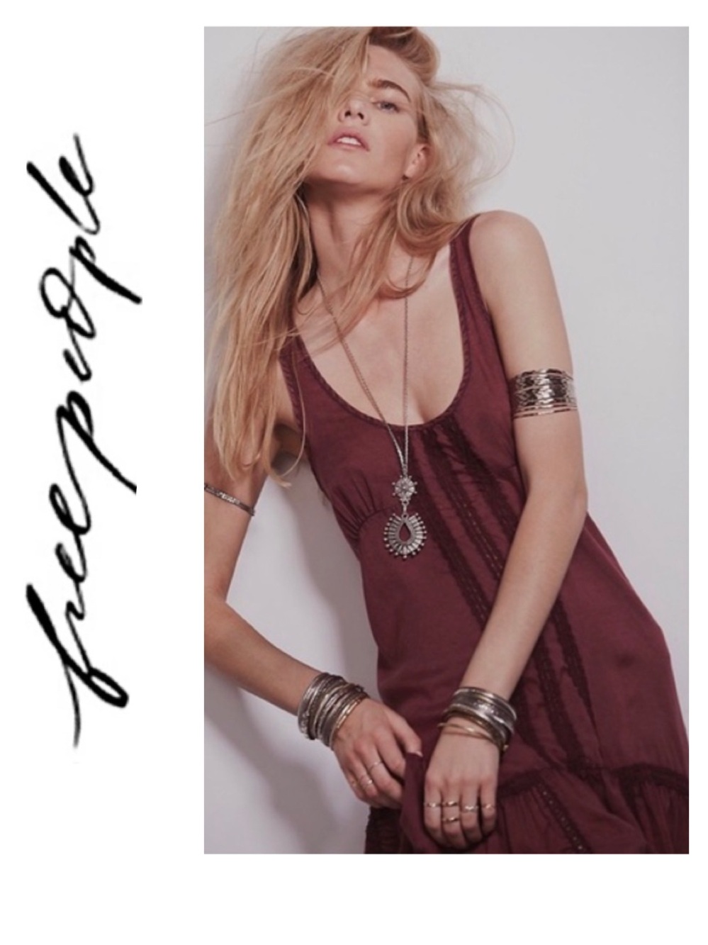 🌺 NWT!! Free People Parisian Lace Midi Slip Dress in Burgundy (S)